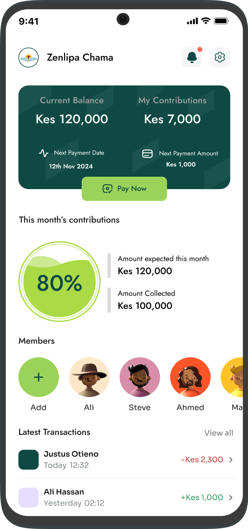 ZenLipa Chama App - Automated Contribution Tracking